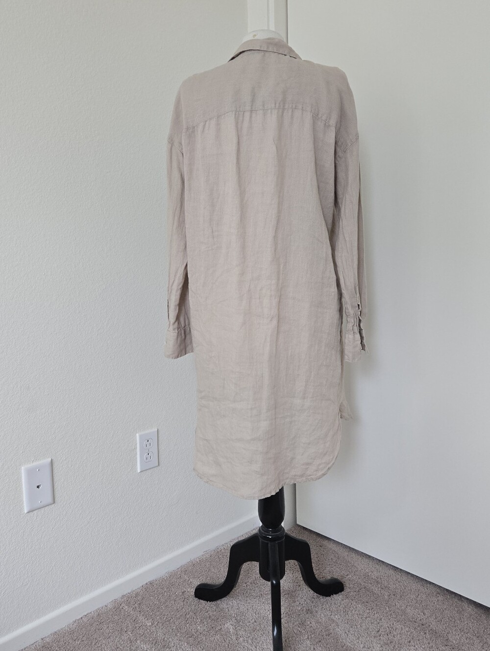 James Perse Shirt Dress Womens 3 or Large Linen With Slip Cement Button Down - Picture 4 of 15
